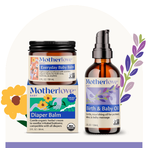 Mother Love Diaper Balm, Mother Love Birth and Baby Oil, Mother Love Everyday Baby Balm